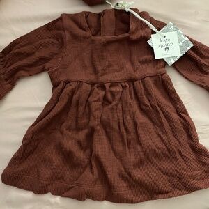Burgundy rust colored Kate Quinn baby girl dress and bloomers 3-6 months